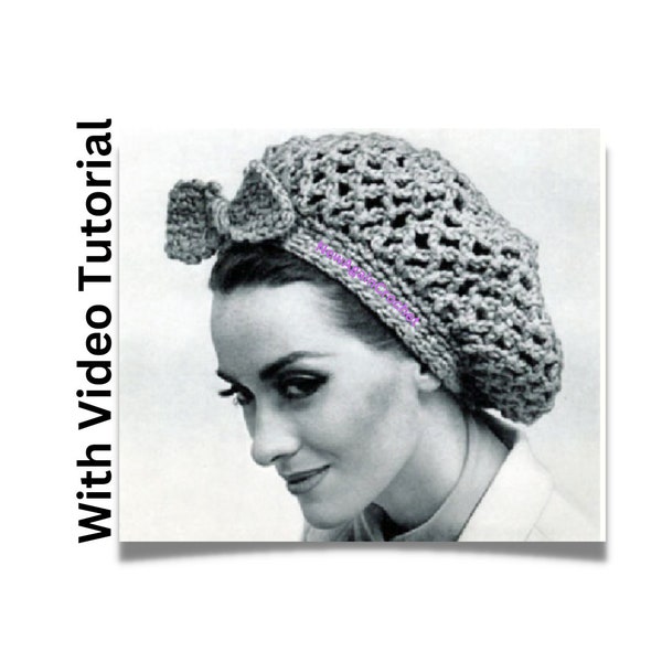 Crochet ** WITH VIDEO TUTORIAL** 1967 Snood, Vintage Crochet Pattern