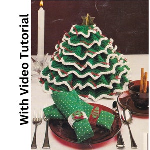 Crochet **WITH VIDEO TUTORIAL** Christmas Tree Centerpiece Patten