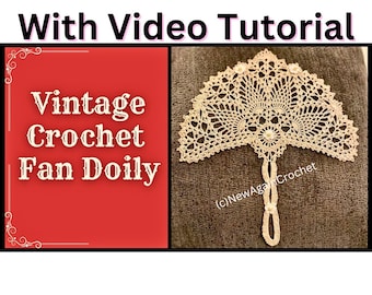 Crochet **WITH VIDEO TUTORIAL ** Vintage Crochet Fan Doily Pattern