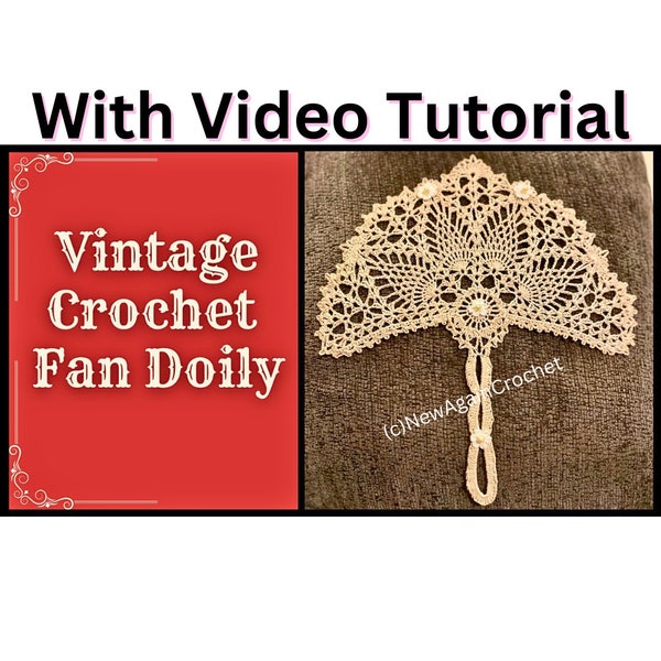 Crochet **WITH VIDEO TUTORIAL ** Vintage Crochet Fan Doily Pattern