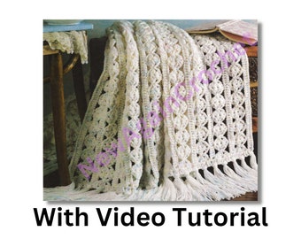 Crochet Vintage Chunky Medallion Throw Blanket **WITH VIDEO TUTORIAL** ,Pattern Only