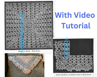 Vintage Crochet 1890 Stem Stitch Shawl With Edging Pattern and Video Tutorial