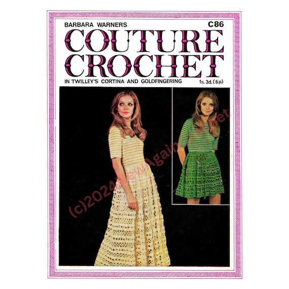 1960s Vintage Crochet Long or Short Dress Pattern