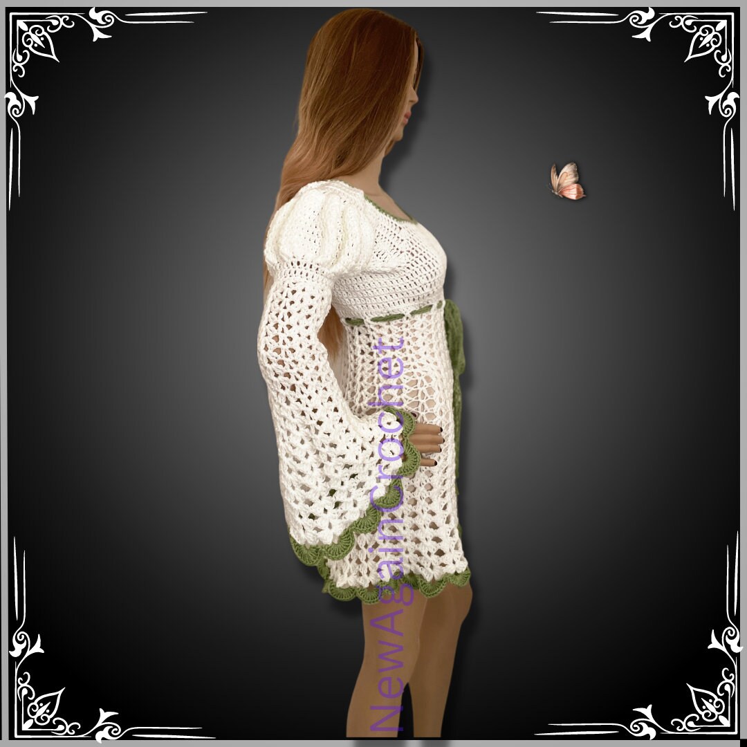 white christmas dresses 70s Juliet Sleeve Crochet Dress main image 1