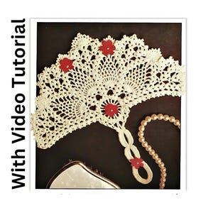 Crochet **WITH VIDEO TUTORIAL ** Vintage Crochet Fan Doily Pattern