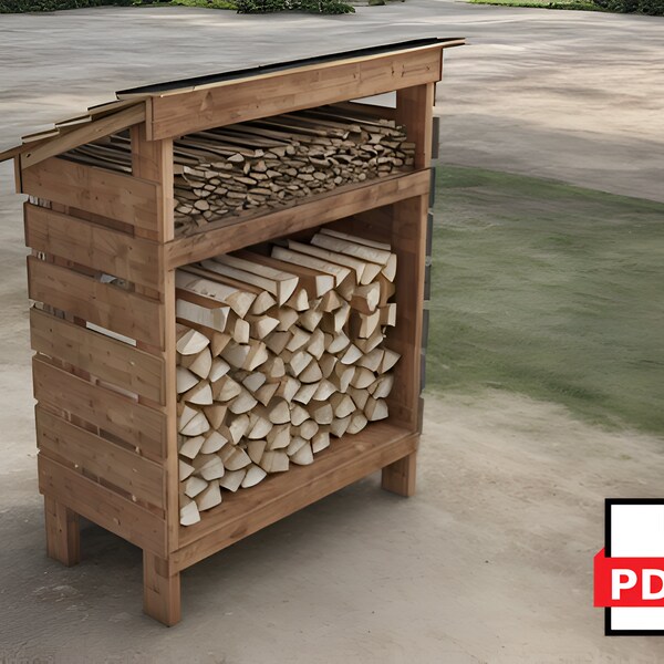 Outdoor Firewood Storage Shed Plan DIY, Easy DIY build, backyard firewood storage, woodworking plans, woodshed diy plan, pdf file