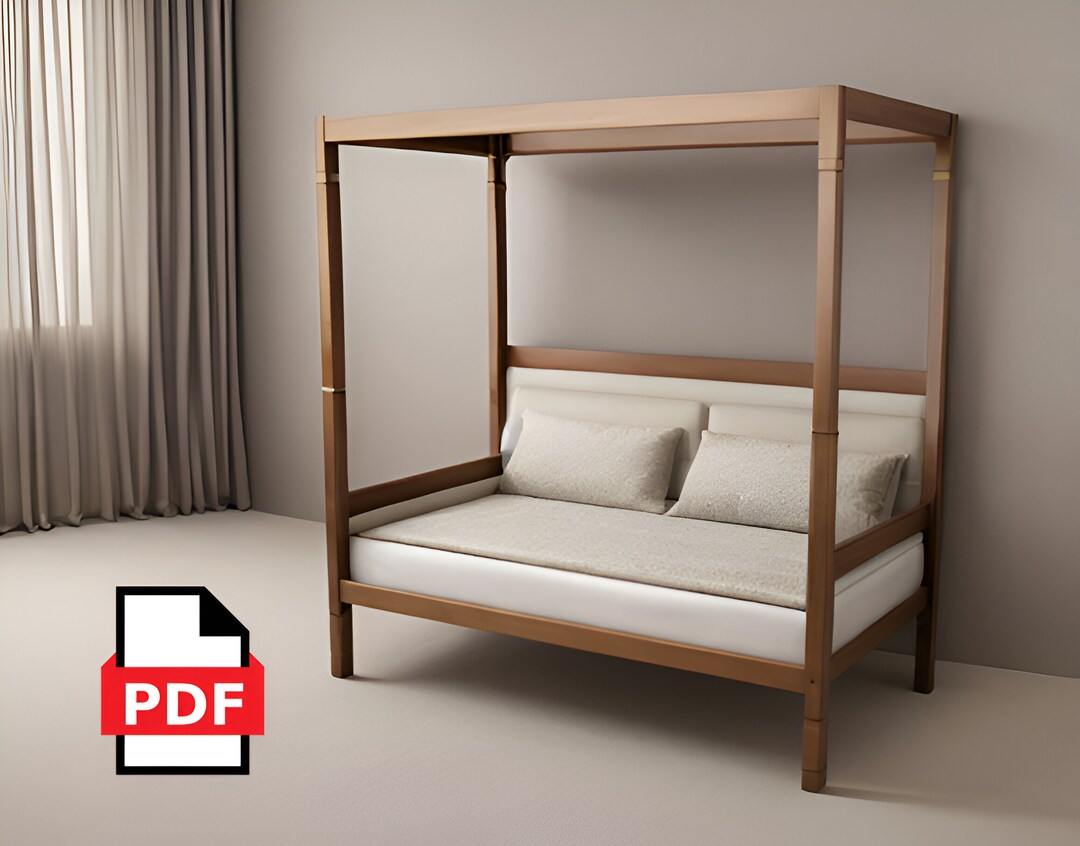 Canopy Bed DIY, Luxury Queen Loft Bed Plans, Easy DIY Build Plan, Four