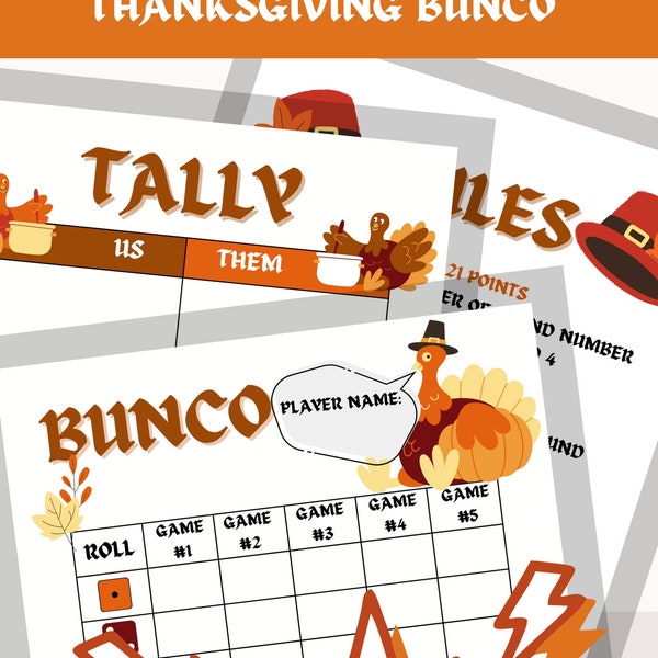 Fall Bunco, Thanksgiving Bundle, Bunco Themes, Bunco Printable, Bunco Party Supplies, Bunco Gifts, Today's Date, Bunco Score Sheets