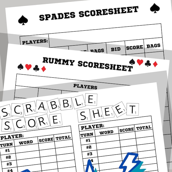 Spades Score Sheet - Etsy