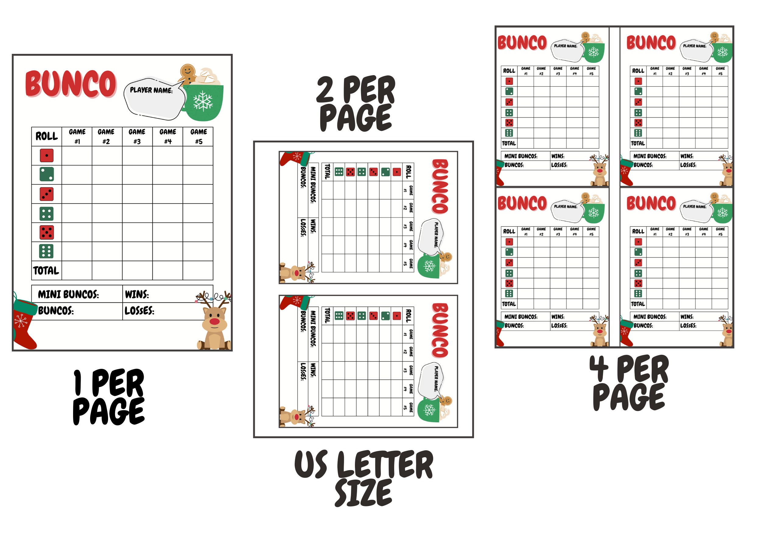 Christmas Bunco Printable Bundle, Winter Bundle, Bunco Themes, Bunco ...