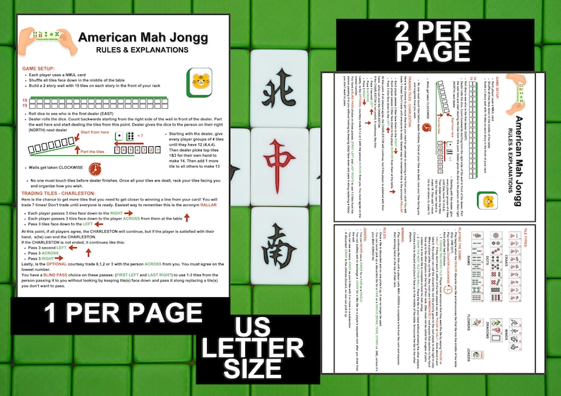 Mahjong Rules, American Mah Jongg Rules, Mah Jongg Cheat Sheet,mahjong