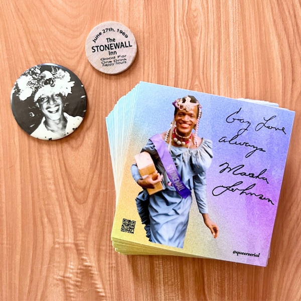 Marsha P. Johnson's handwriting "Gay Love Always" sticker (2 included per order)