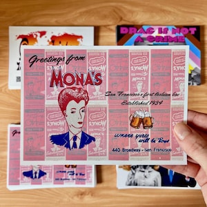 Saudações de Mona's, 5 CARTÕES POSTAIS "do" histórico bar lésbico dos anos 1930