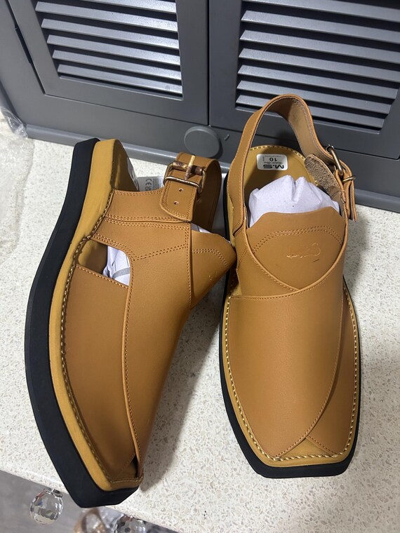 Premium Quality Men\'s Leather Sandals, Handcrafted Peshawari Chappal Handmade leather sandals men peshawari chappal latest Black  main image 2