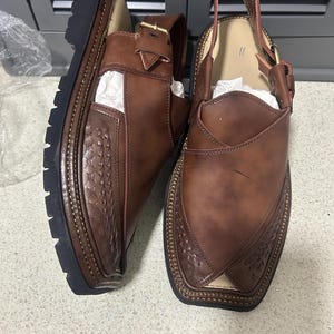 Mens premium quality handmade leather Kaptaan peshawari chappal size uk7,8,9,10,11