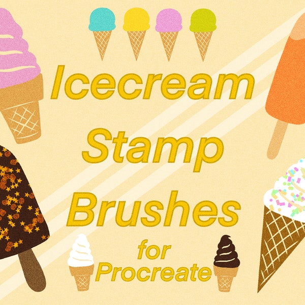 Icecream Popsicle Themed Digital Stamp Brush Set File for Procreate App Fun Art Making Tool Illustrations Creative Design Cute Variety Kit
