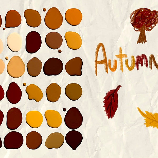 Vibrant Autumn Fall Seasonal Themed Color Palette for Art Illustrations Procreate App Adobe Digital Art Tool Creative Design Inspiration