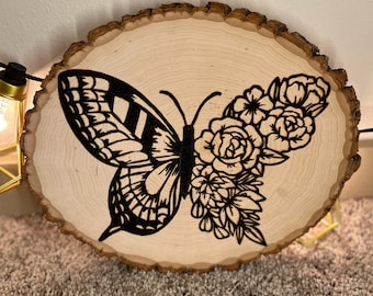 Wood-Burned Butterfly Wall Decor