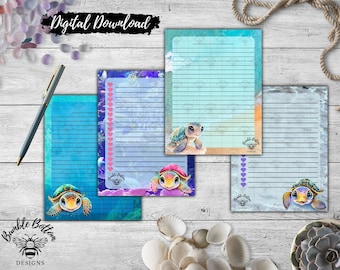 Baby Sea Turtle US Letter Size Stationery Set