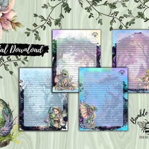 Conjunto de papelaria tamanho carta dos EUA Fairies and Dragons