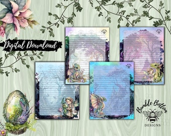 Fairies and Dragons US Letter Size Stationery Set