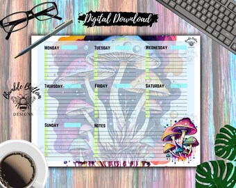 Trippy Mushroom Planner Page US LTR Size
