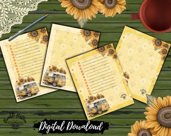Vintage Hippie Van US Letter Size Stationery Set
