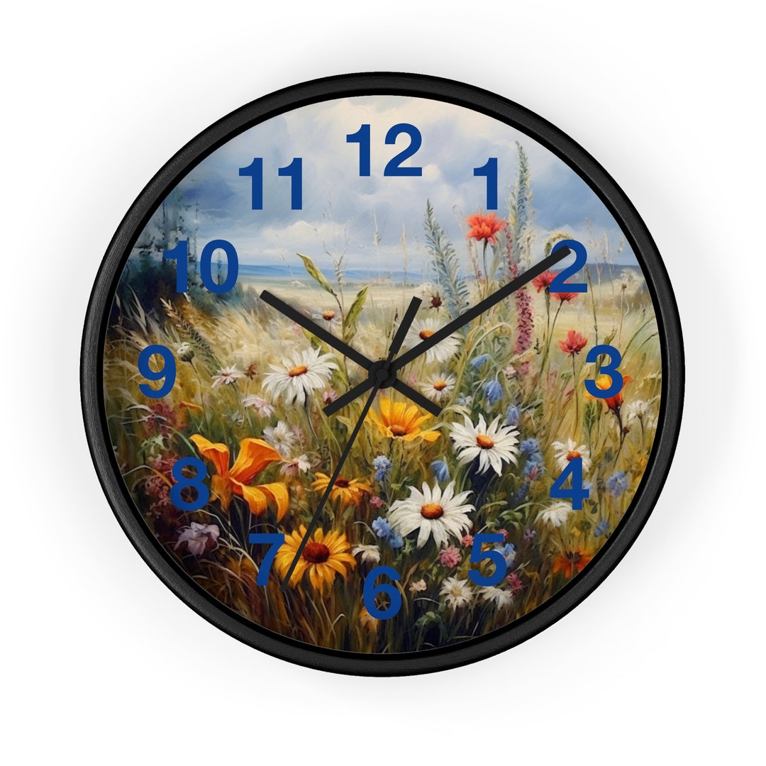 Wooden Frame Clock With Plexiglass, Clock, Flowers, Etsy