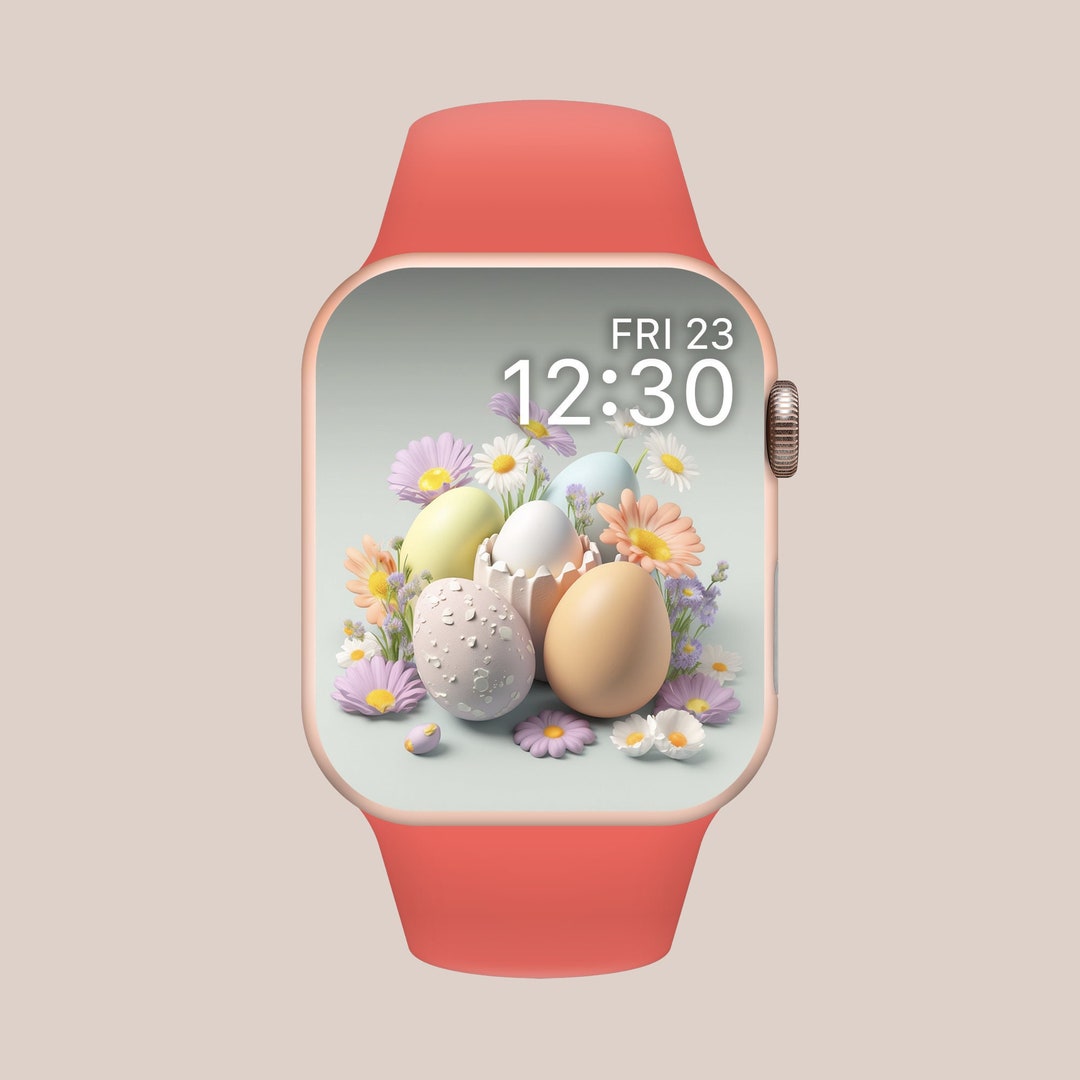Pastel Easter Eggs Watch Wallpaper, Floral Easter Egg Apple Watch Face