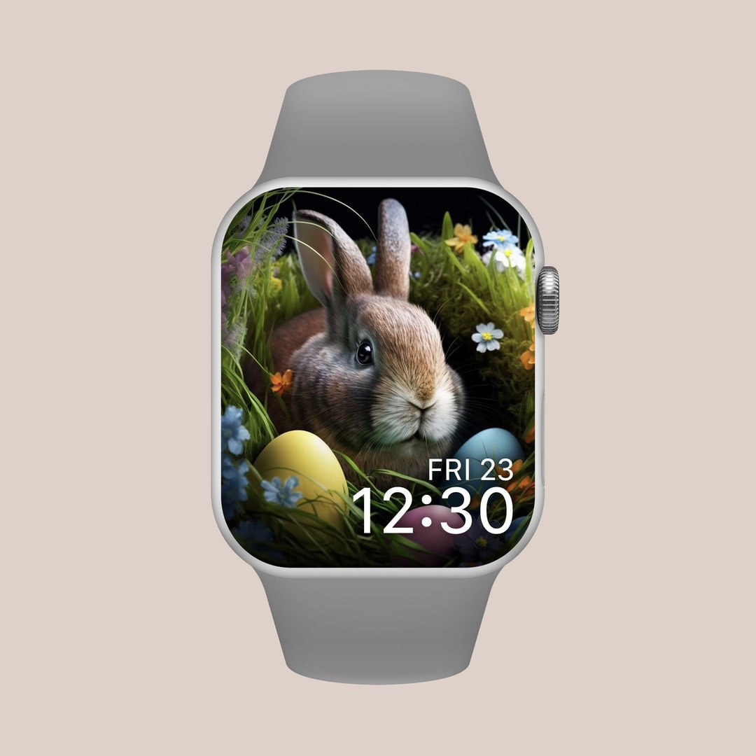 Floral Easter Eggs Watch Wallpaper, Easter Bunny Apple Watch Face
