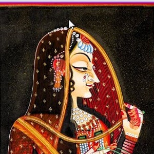 Handpainted Bani Thani Painting | Painted on Cloth | Art from Rajasthan India