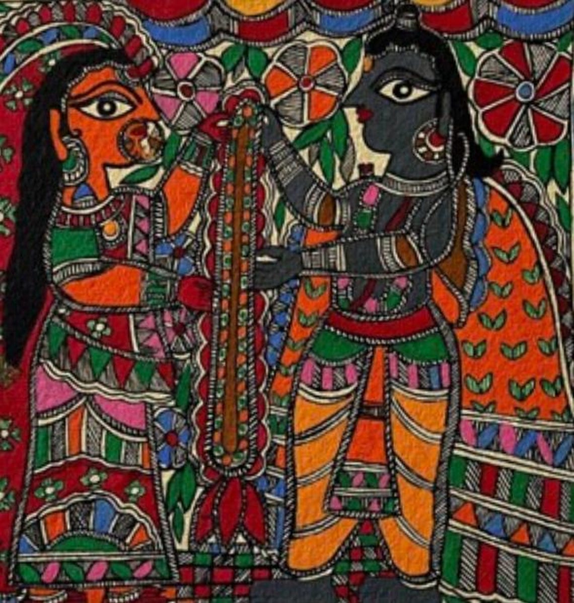 Handpainted Madhubani / Mithila Painting - Lord Rama and Devi Sita ...