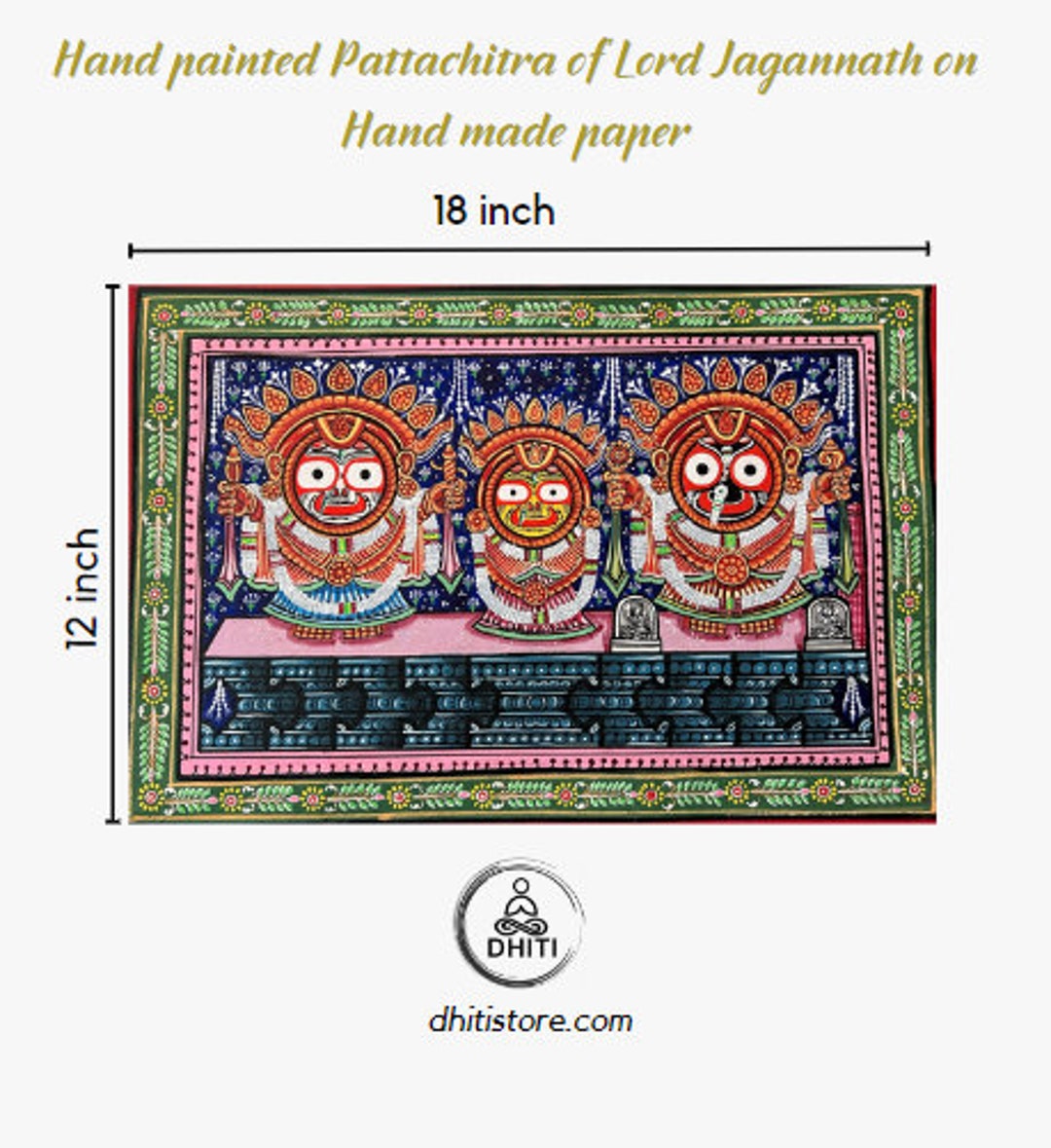 Lord Jagannath Pattachitra Handmade Painting Handpainted on Handmade