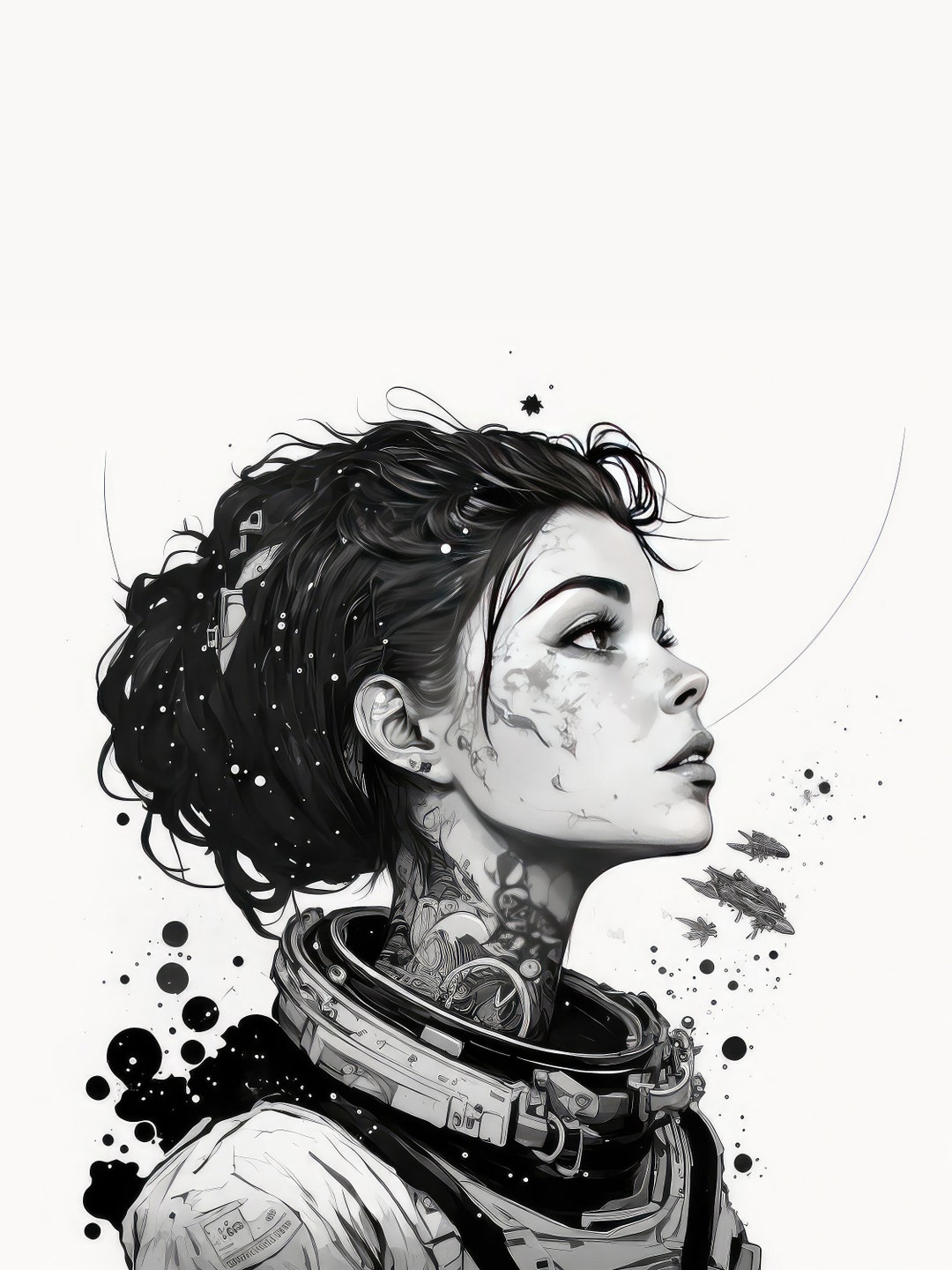 Tattooed Space Girl Digital File Download Etsy