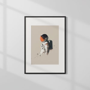 Minimalist Astronaut Digital Print Download - Captivating Artwork for Instant Decor - Home or Office - Thoughtful Gift for Space Enthusiasts