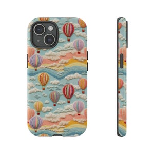 Dreamy Spring Hot Air Balloon Phone Case | 99 Luftballons and Fluffy Clouds Phone Cover | MagSafe | iPhone | Pixel | Samsung