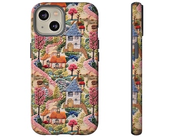 Enchanting Cottage Garden Phone Case | Vintage Boho Floral Phone Case | Cottagecore Faux Embroidery Design | iPhone | Pixel | Samsung