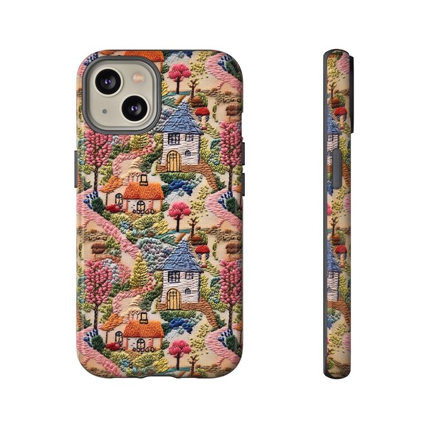 Enchanting Cottage Garden Phone Case | Vintage Boho Floral Phone Case | Cottagecore Faux Embroidery Design | iPhone | Pixel | Samsung