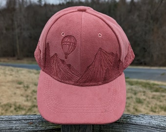 Hot Air Balloon Hat, Burnt Ball Caps, Unique Graduation Gift For Her, Pink Birthday Gift, Globetrotter Gift, Retirement Gift, For Daughter