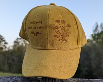 Dandelion Hat, Burned Baseball Hat, Cottagecore Gift, Unique Graduation Gift For Her, Wildflower Gifts, Nature Birthday Gift, Gardener Gift