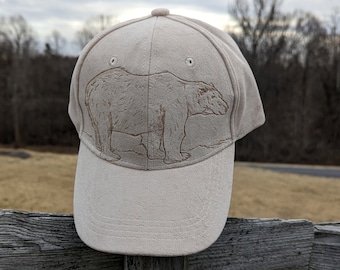 Polar Bear Hat, Burnt Ball Cap, Burned Baseball Hat, Wildlife Hat, Animal Dad Hat, Boho Hat, Bear Lover Gift, Alaska Gift, Animal Lover Gift