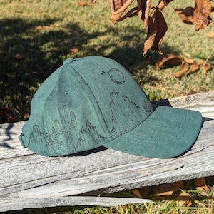 Desert Hat, Burned Baseball Hat, Cactus Baseball Hat, Distressed Baseball Hat, Hand Burned Western Hat, Southwestern Hat, Sun Hat For Him image 1