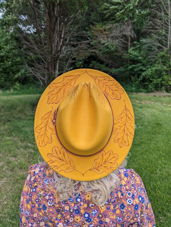 Autumn Leaf Hat, Tree of Life Hat, Burned Hats Women, Hippie 