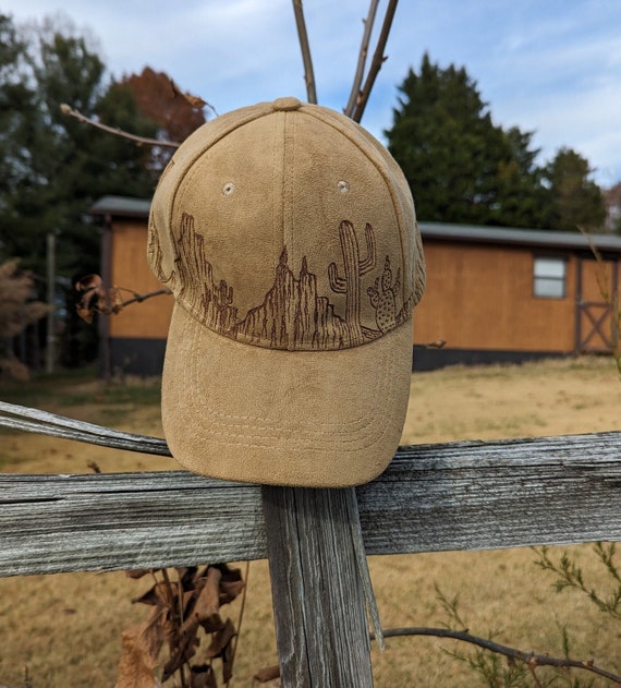 Desert Hat, Burned Baseball Hat, Cactus Baseball Hat, Western Ball