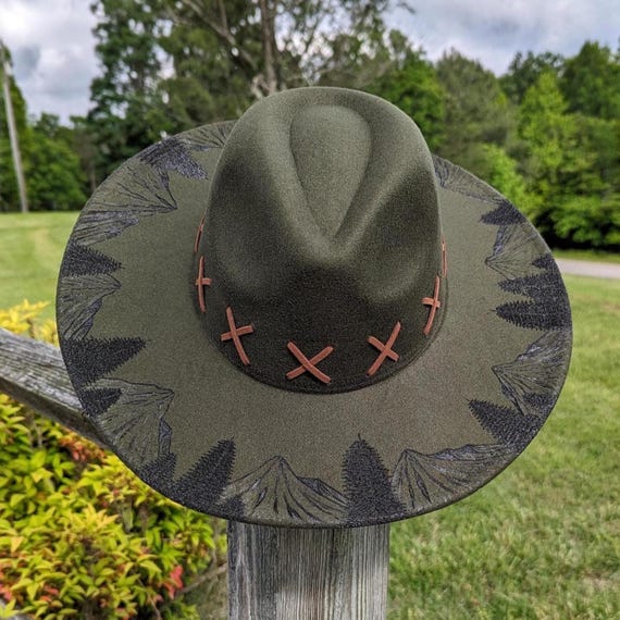 Mountain Burned Hat, Burnt Cowboy Hats for Men, Wide Brim  display picture 2