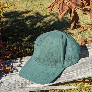 Desert Hat, Burned Baseball Hat, Cactus Baseball Hat, Distressed Baseball Hat, Hand Burned Western Hat, Southwestern Hat, Sun Hat For Him image 9