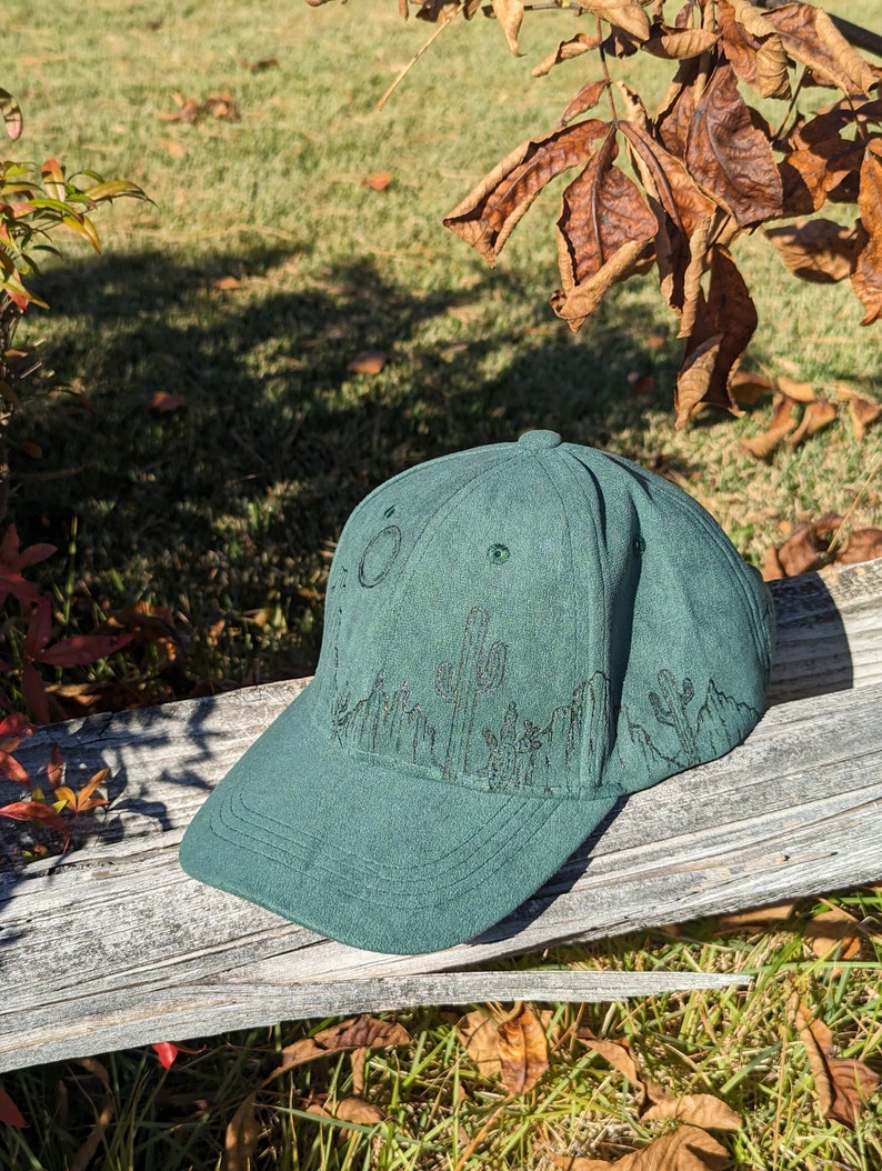 Desert Hat, Burned Baseball Hat, Cactus Baseball Hat, Distressed Baseball Hat, Hand Burned Western Hat, Southwestern Hat, Sun Hat For Him image 9