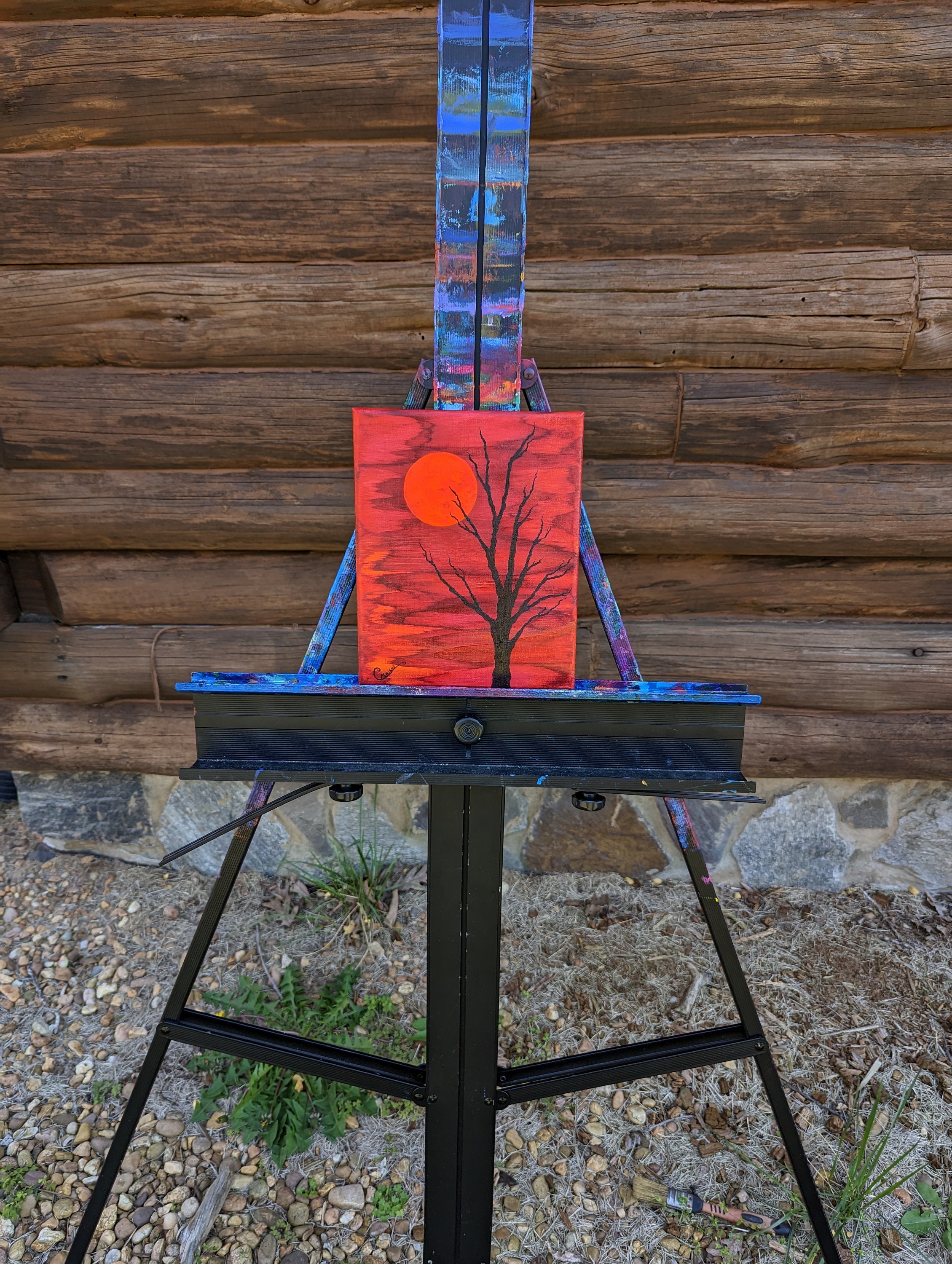 Original, Red Tree Painting, Acrylic Painting on Canvas, Modern