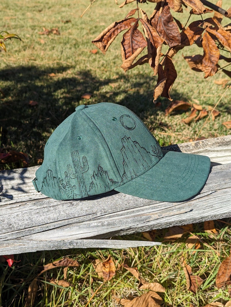 Desert Hat, Burned Baseball Hat, Cactus Baseball Hat, Distressed Baseball Hat, Hand Burned Western Hat, Southwestern Hat, Sun Hat For Him image 1