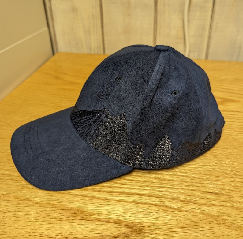 Moon Baseball Cap Burned Ball Cap Mountain Ball Cap Pine Etsy